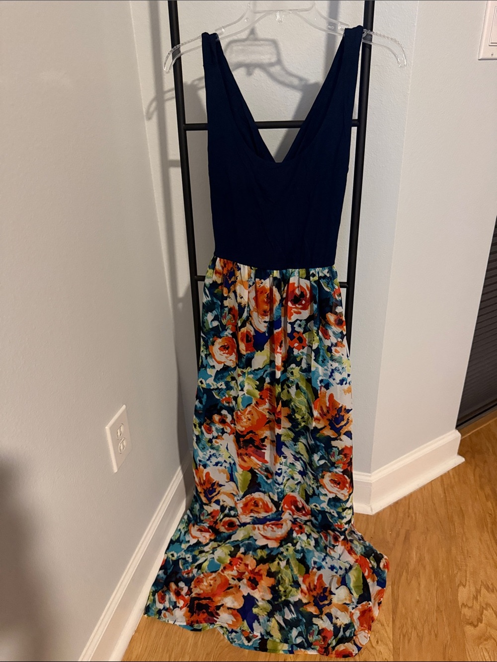 Le Lis Navy Bodice Floral Print Maxi Dress